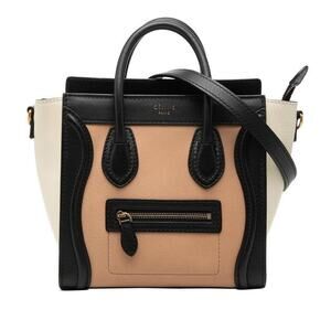 Celine Luggage Nano Shopper Leather Shoulder Bag Beige